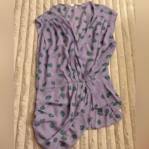 Wayf Purple Sleeveless pleated bottom blouse
